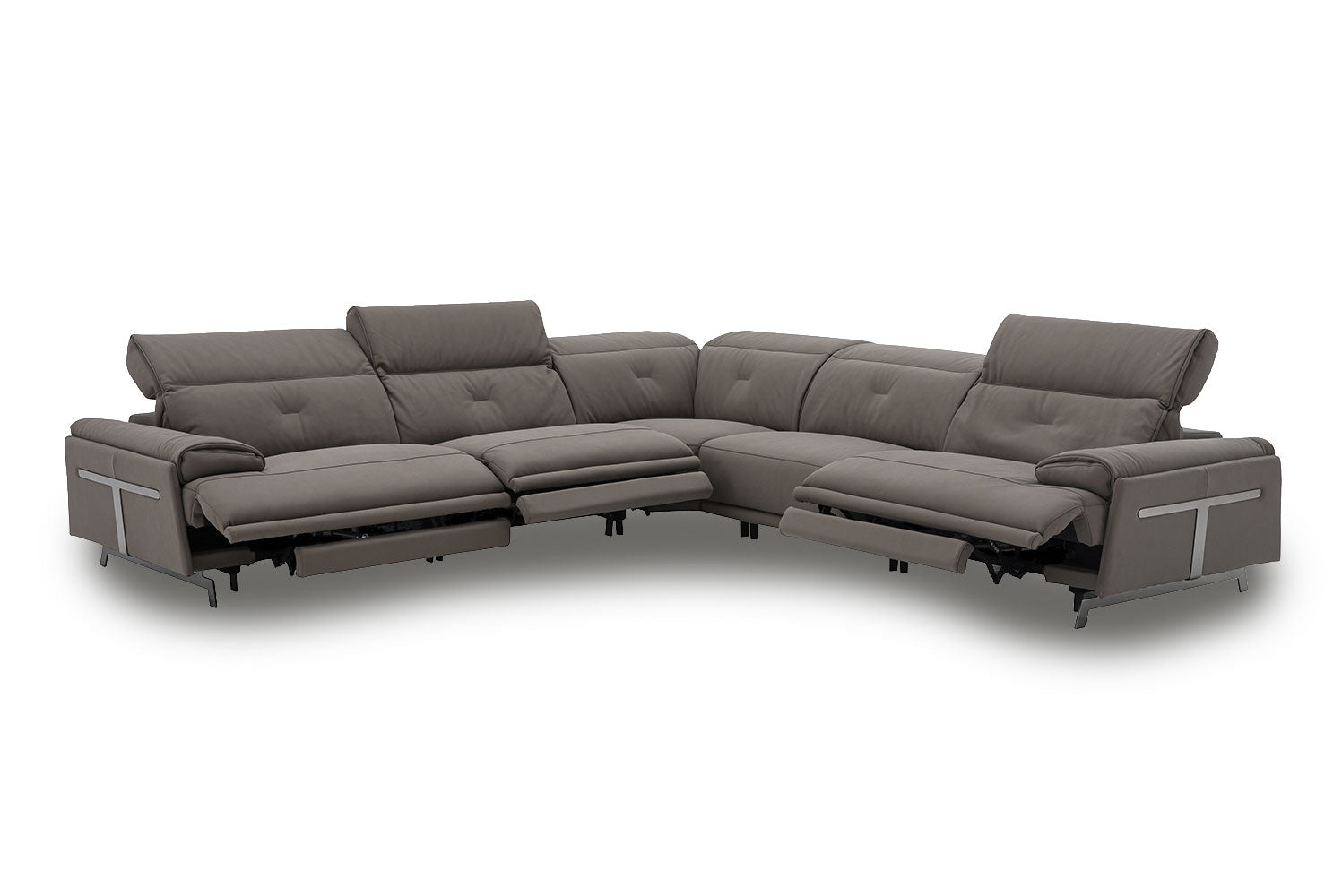 Dolce Vita Leather Power Reclining Sectional in Brownie