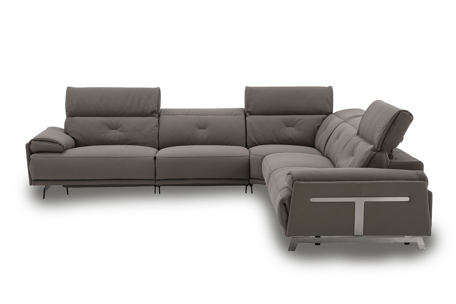 Dolce Vita Leather Power Reclining Sectional in Brownie