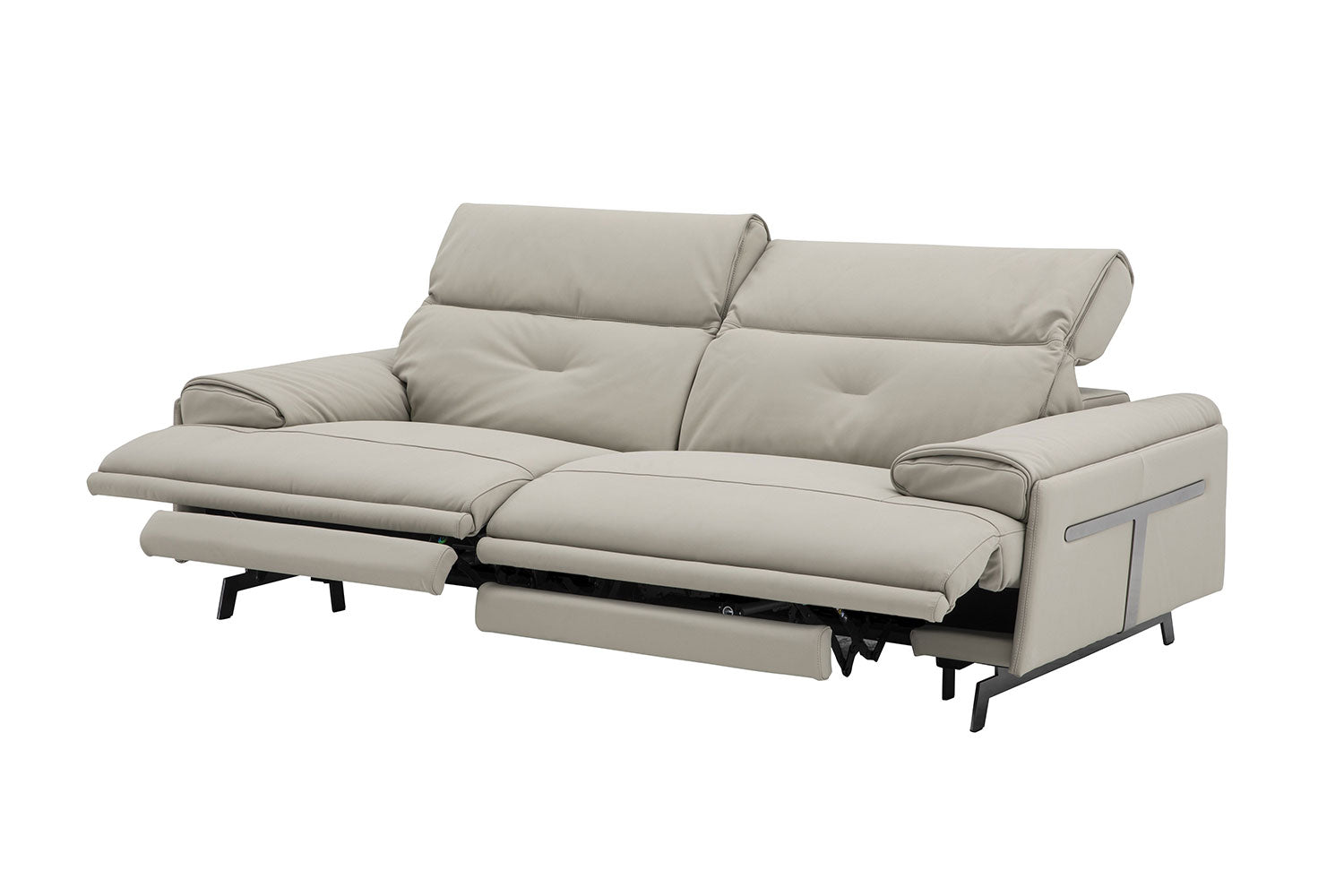 Dolce Vita Leather Power Reclining Sofa in Milk Tea