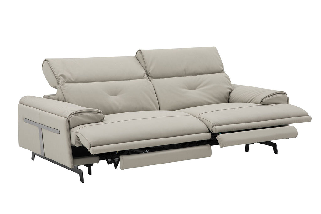 Dolce Vita Leather Power Reclining Sofa in Milk Tea
