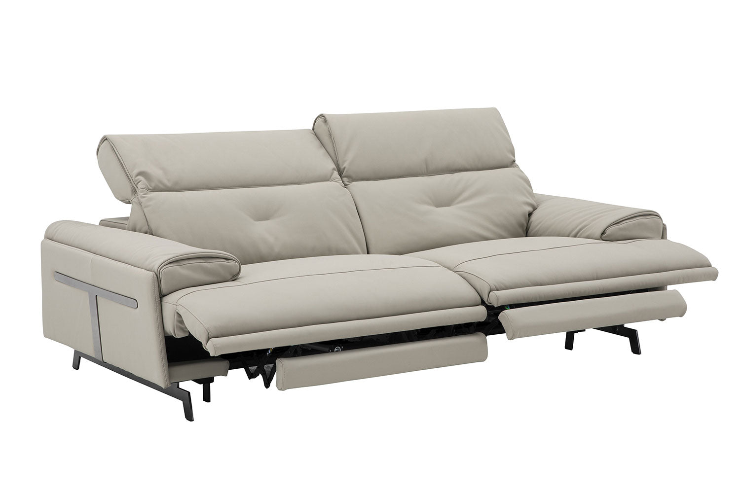 Dolce Vita Leather Power Reclining Sofa in Milk Tea