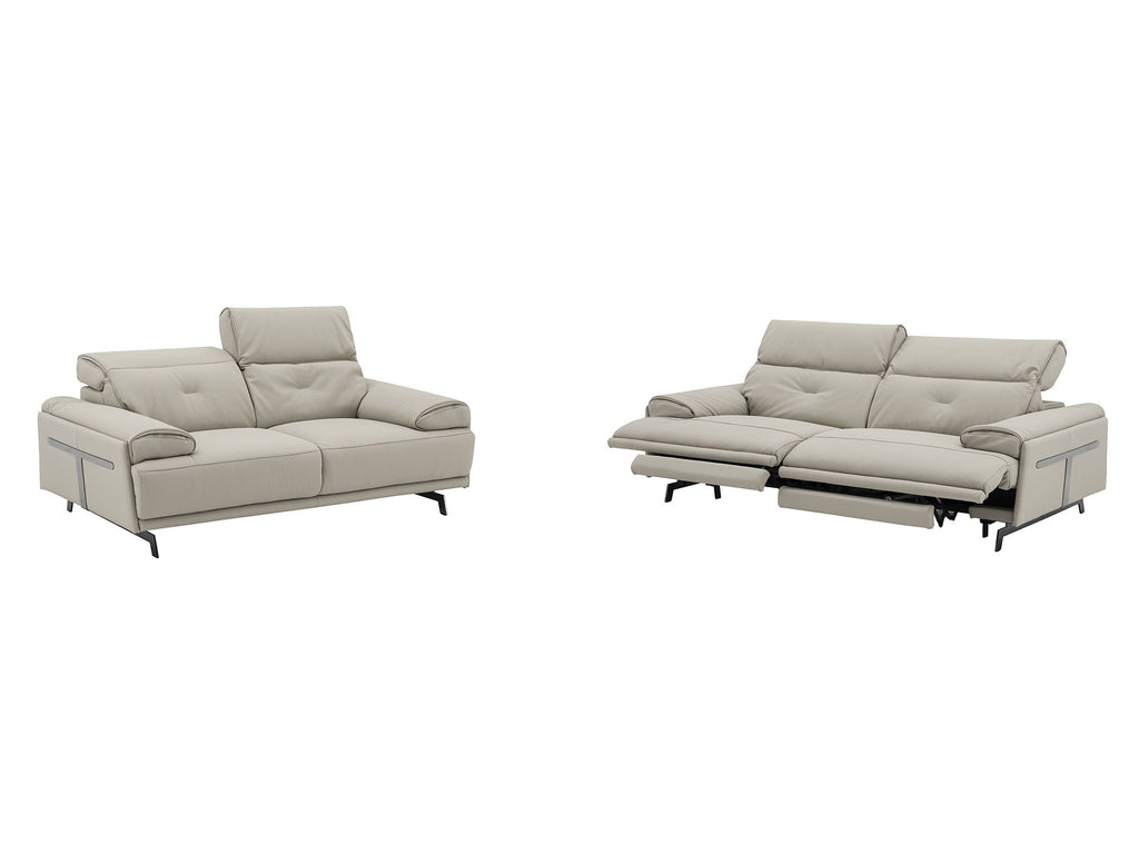 Dolce Vita Leather Power Reclining Sofa in Milk Tea