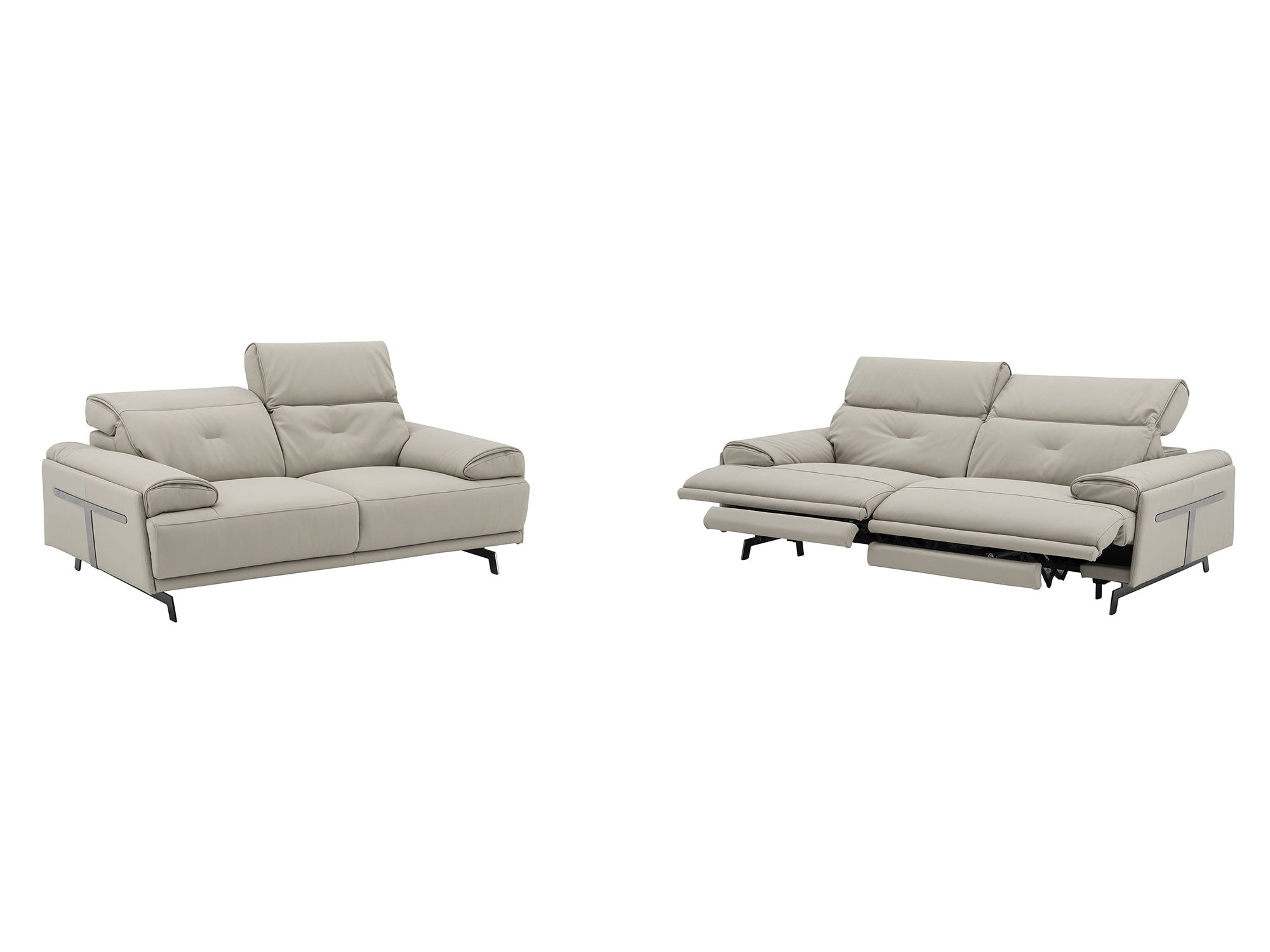 Dolce Vita Leather Power Reclining Sofa in Milk Tea
