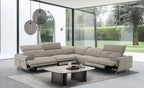 Dolce Vita Modern Leather Power Reclining Sectional in Milk Tea