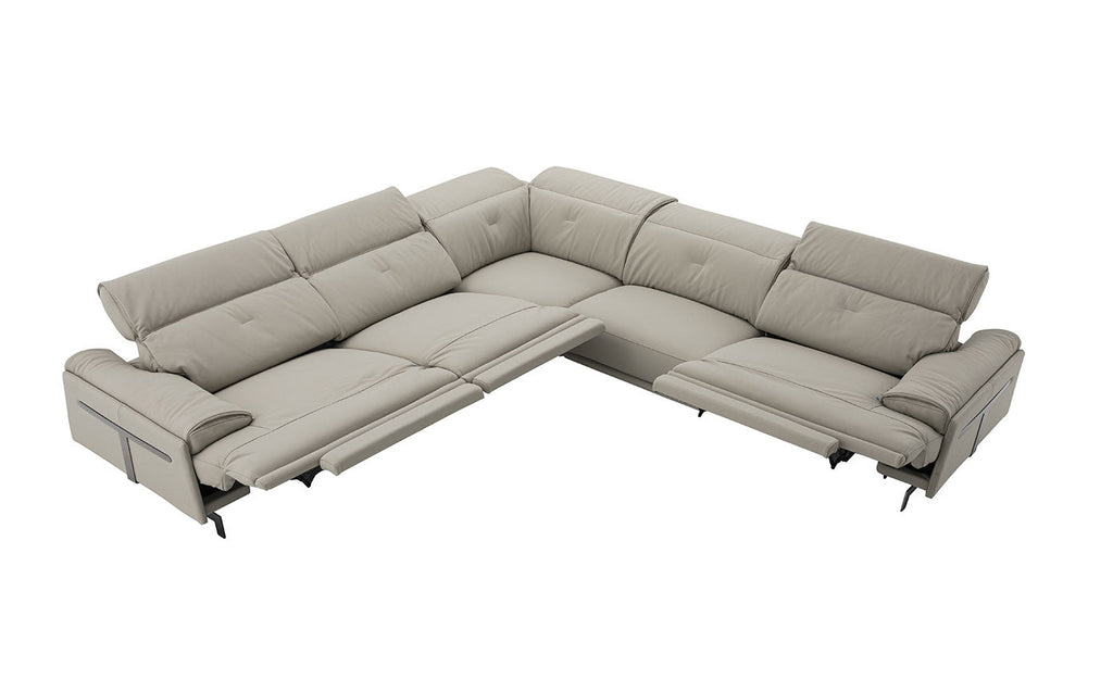 Dolce Vita Modern Leather Power Reclining Sectional in Milk Tea