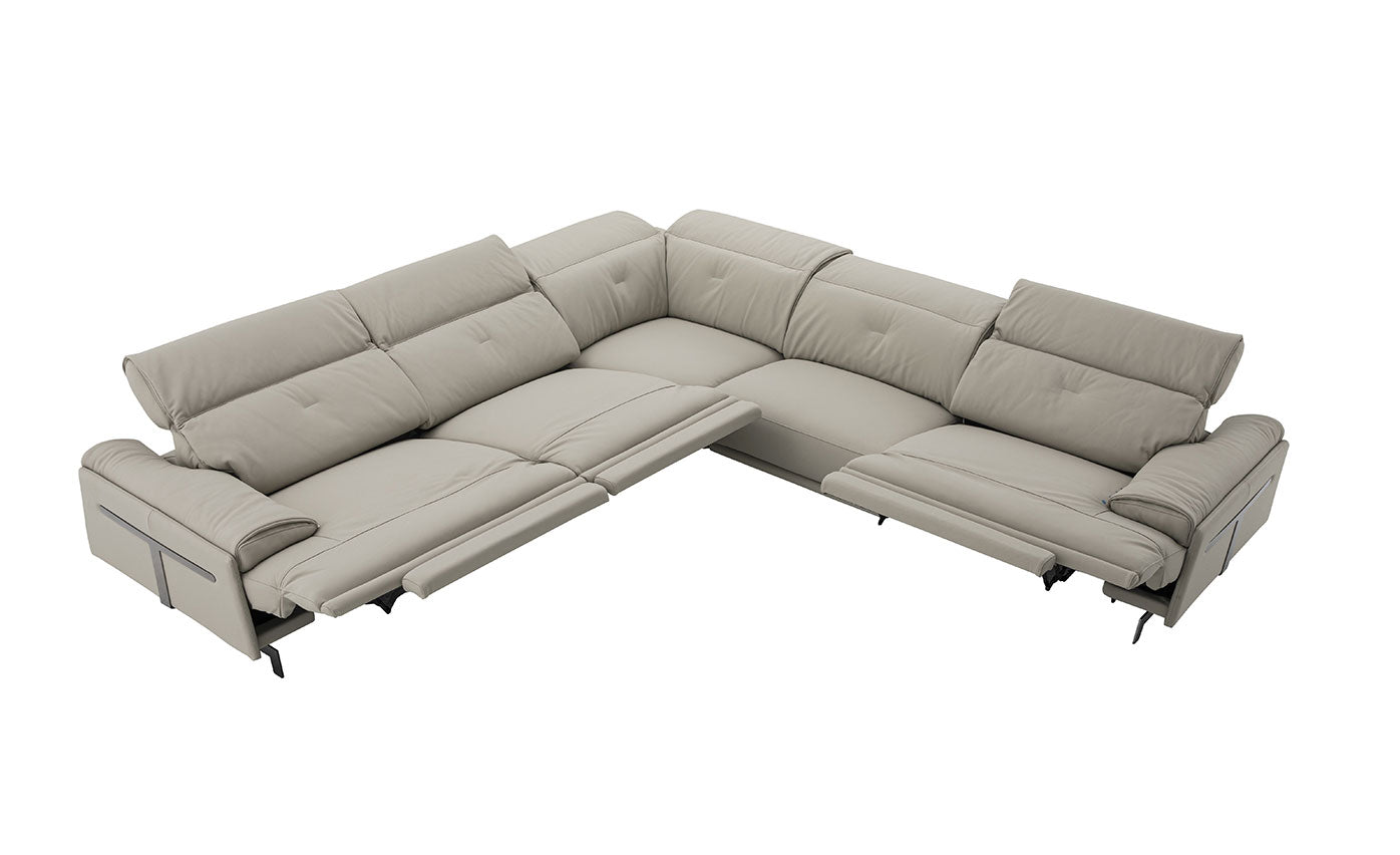 Dolce Vita Modern Leather Power Reclining Sectional in Milk Tea