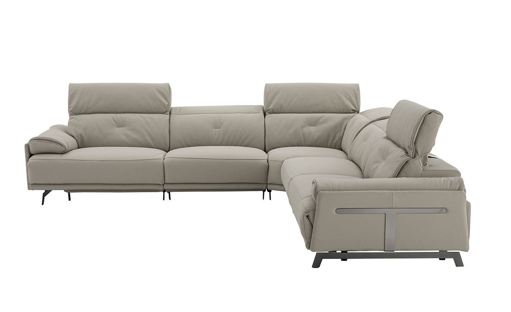 Dolce Vita Modern Leather Power Reclining Sectional in Milk Tea