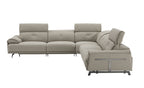 Dolce Vita Modern Leather Power Reclining Sectional in Milk Tea