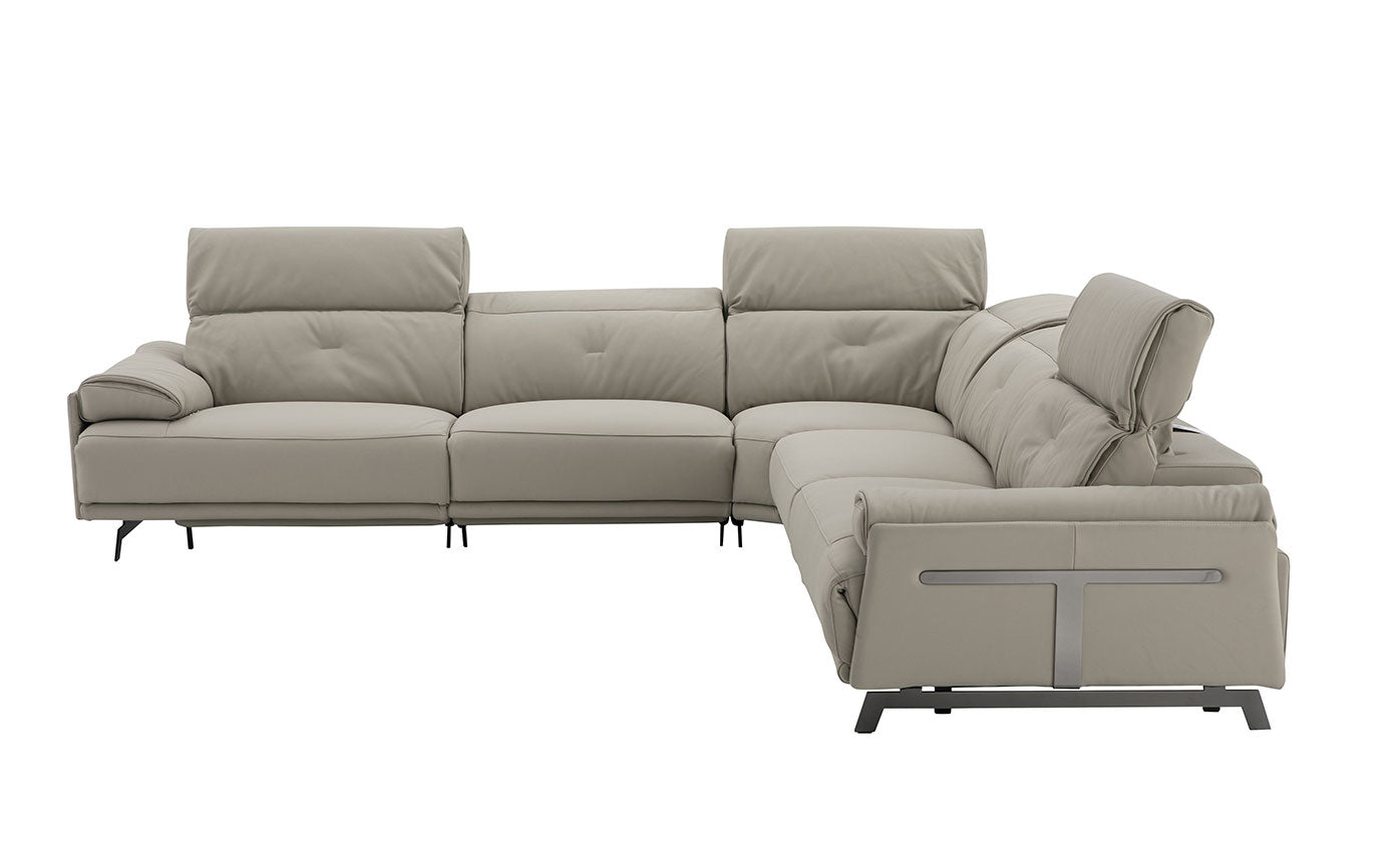 Dolce Vita Modern Leather Power Reclining Sectional in Milk Tea