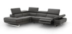 Annalaise Leather Recliner Sectional in Dark Grey | J&M Furniture