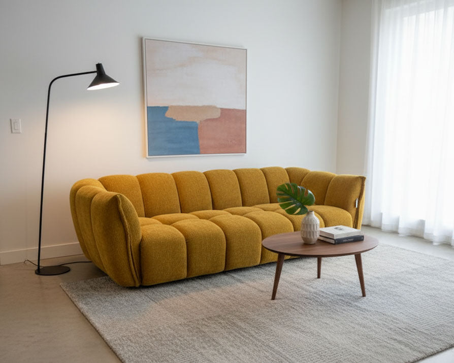 Lennox Fabric Sofa in Mustard | J&M Furniture