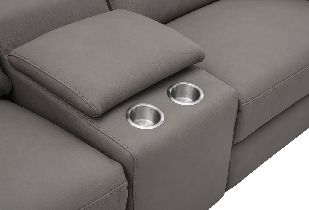 Picasso Love Seat with Console – Truffle Leather