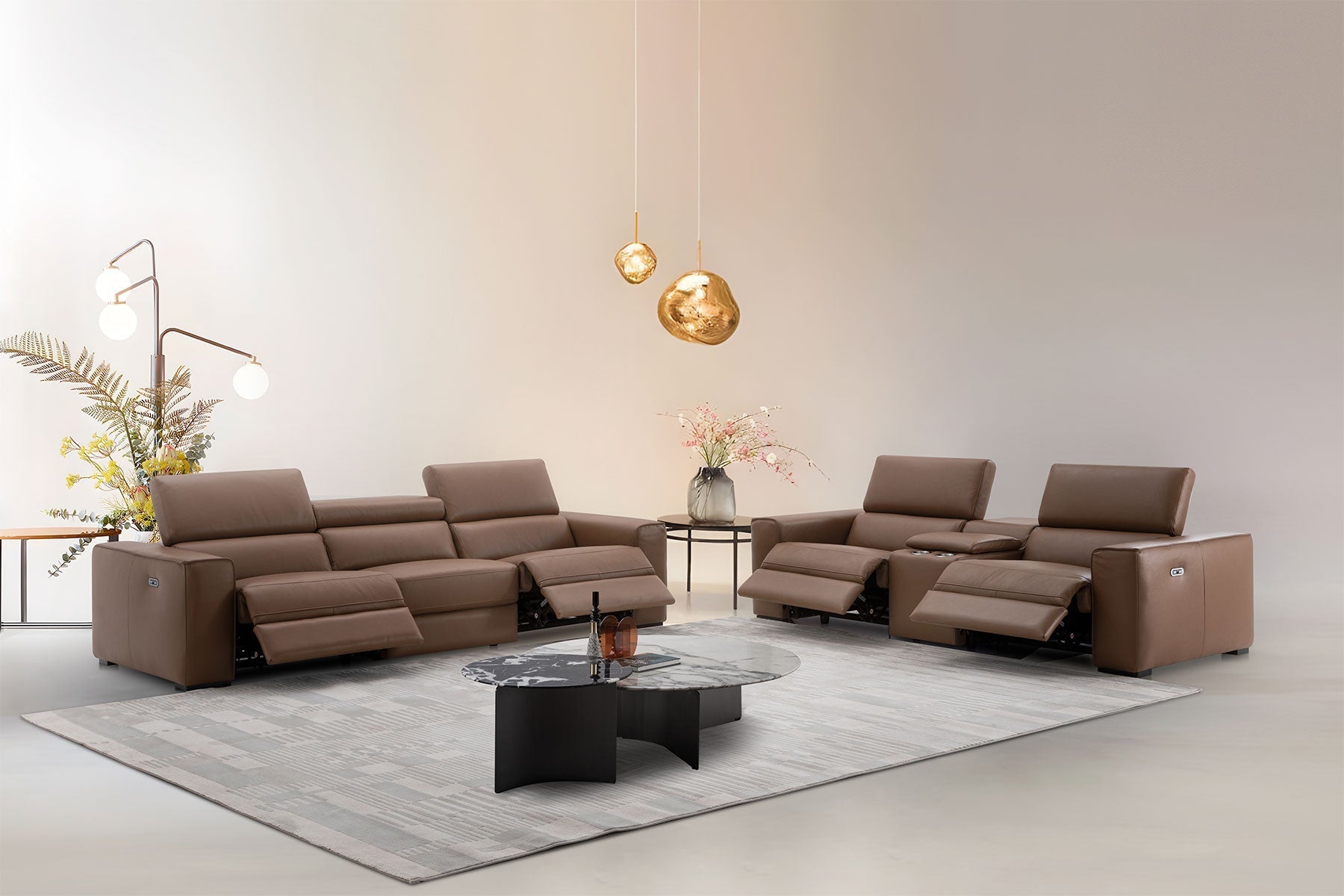 Picasso Loveseat with Console In Caramel | J&M Furniture