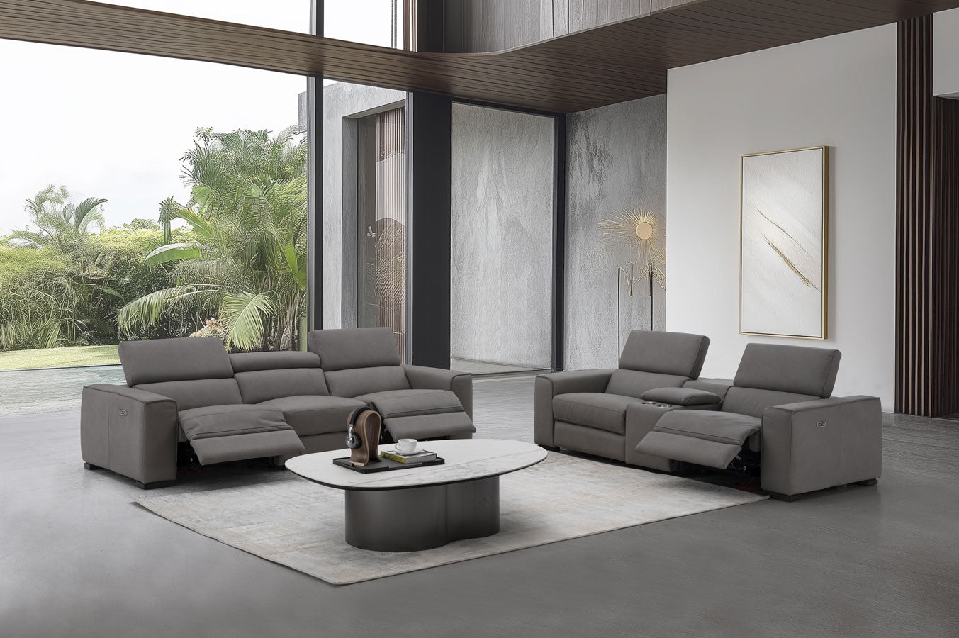 Picasso Power Reclining Truffle Sofa | Top Grain Leather Modern Sofa