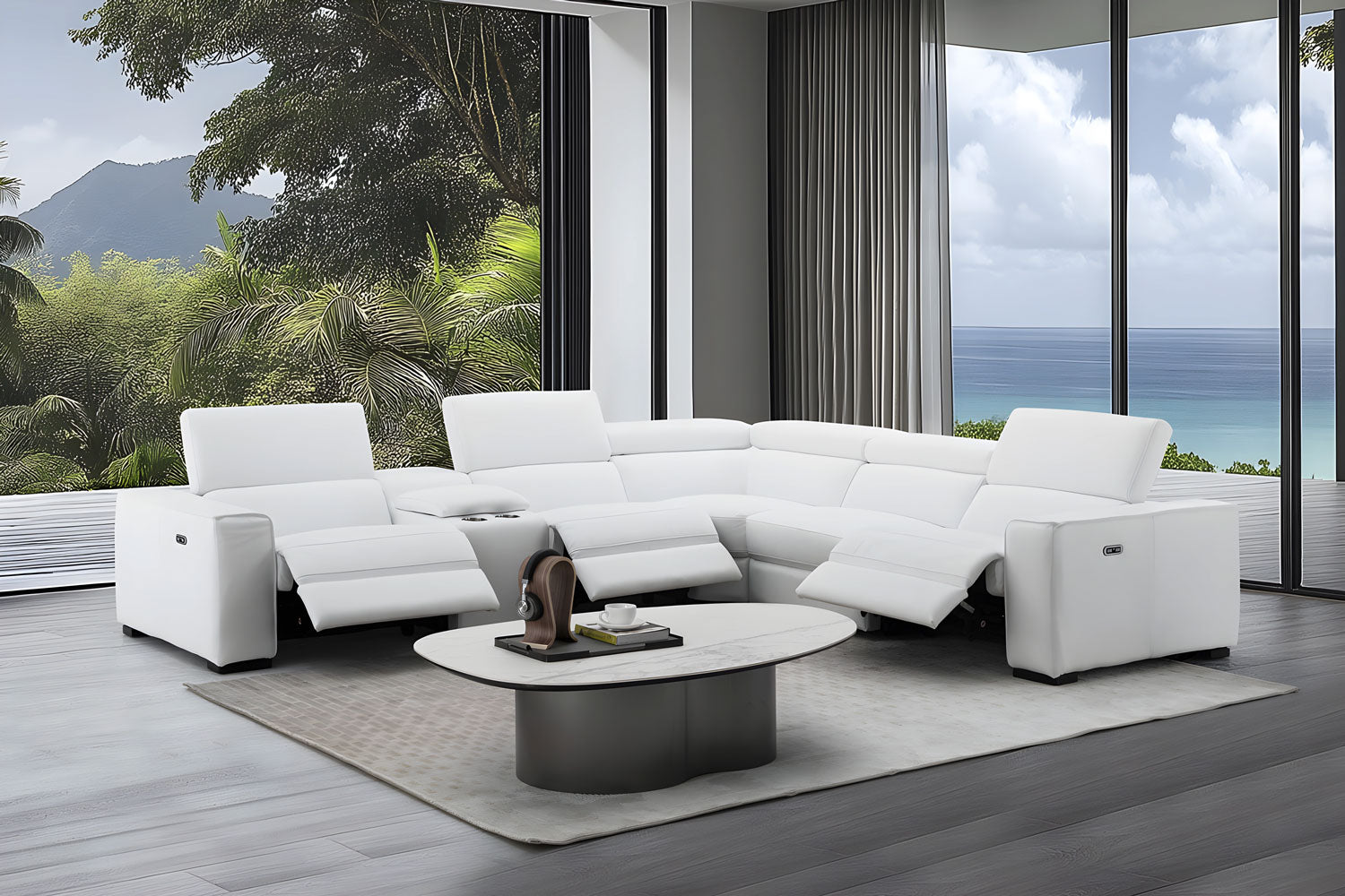 Picasso Power Sectional in Snow White | J&M Furniture