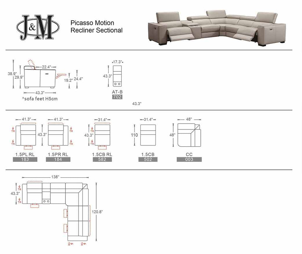 Picasso Power Sectional in Truffle | J&M Furniture