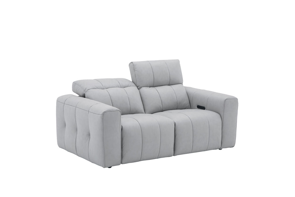 Prescott Leather Loveseat in Grey | J&M Furniture