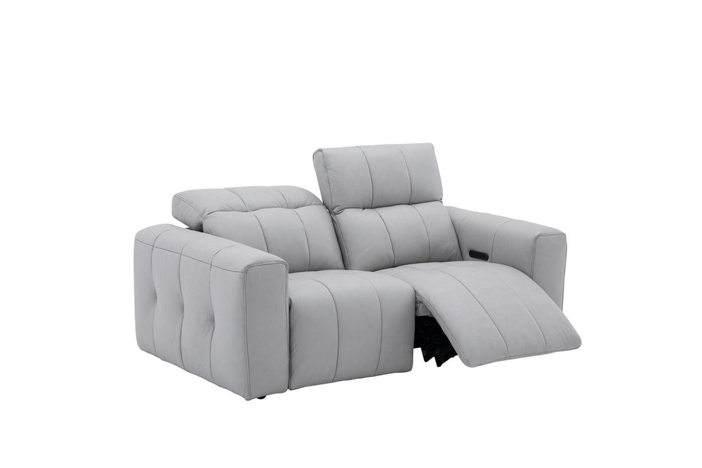 Prescott Leather Loveseat in Grey | J&M Furniture