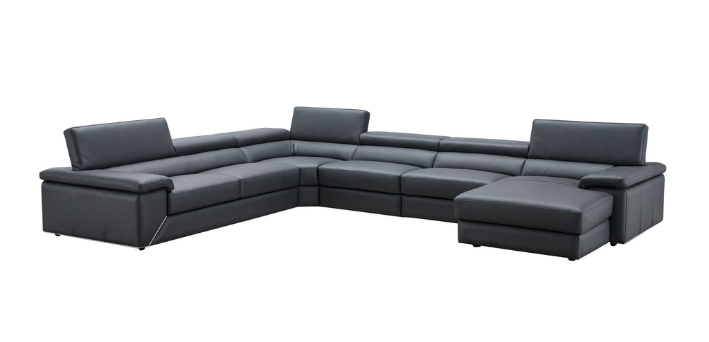 Kobe Leather Sectional in Blue Grey | J&M Furniture