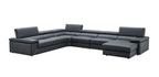 Kobe Leather Sectional in Blue Grey | J&M Furniture