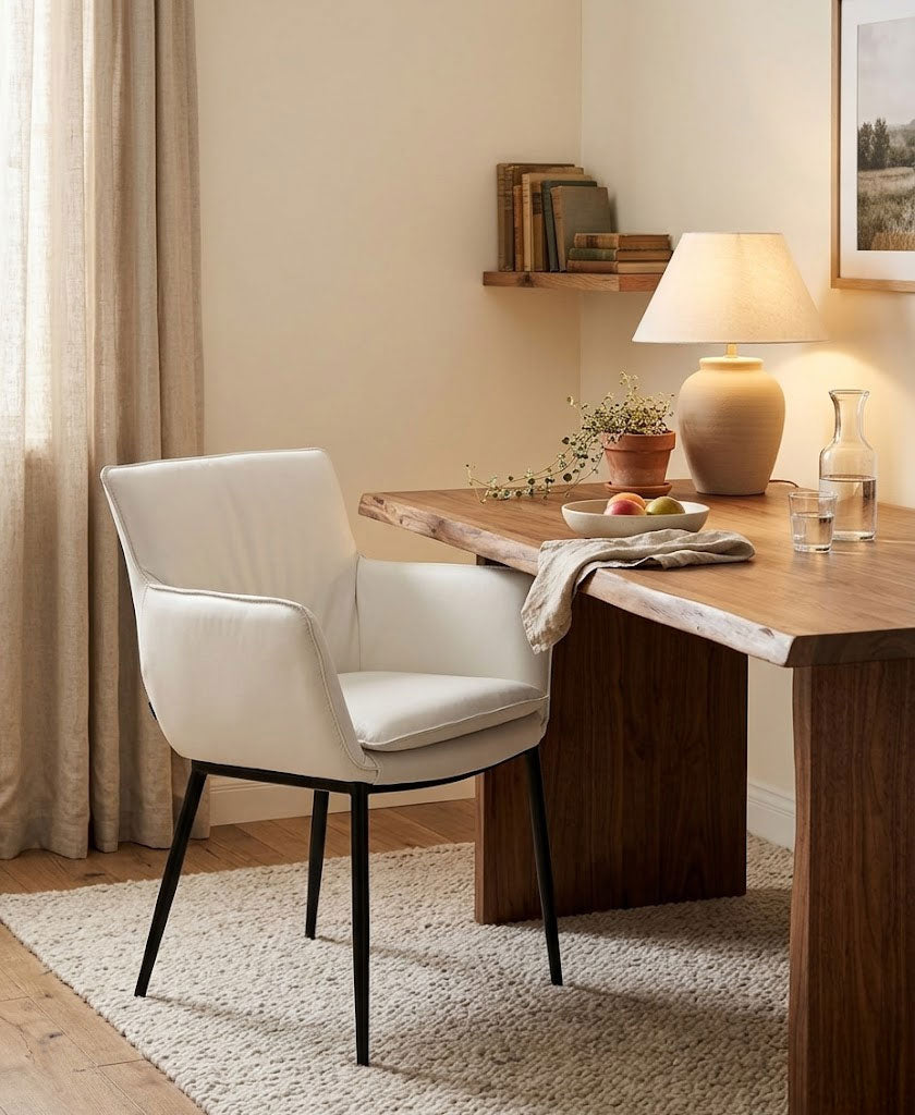 Kani Leather Armchair in Frost | J&M Furniture