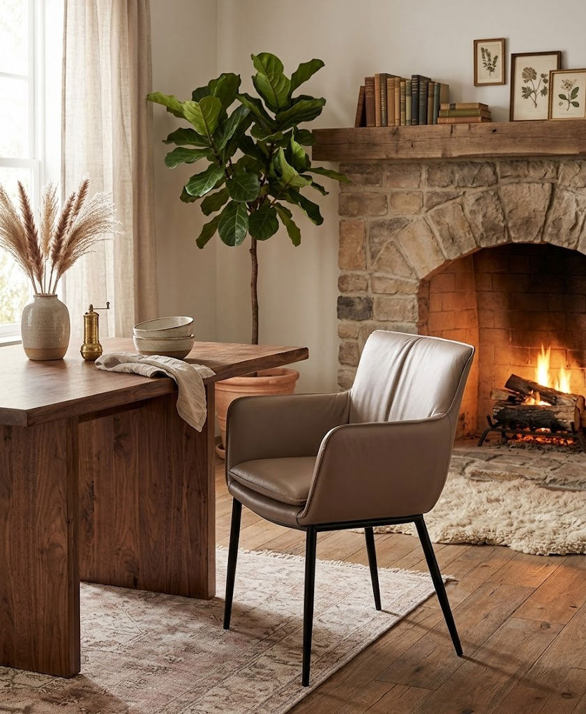 Kani Leather Armchair in Mocha | J&M Furniture