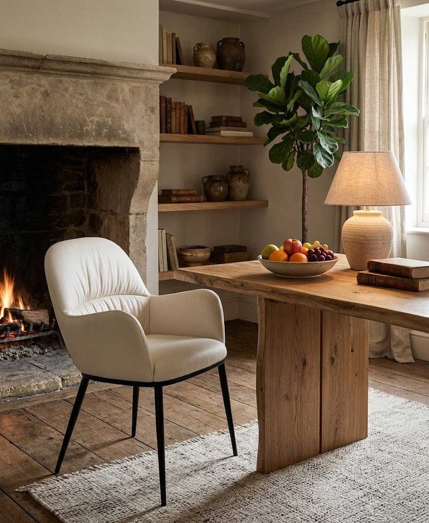Kora Leather Armchair in Frost | J&M Furniture