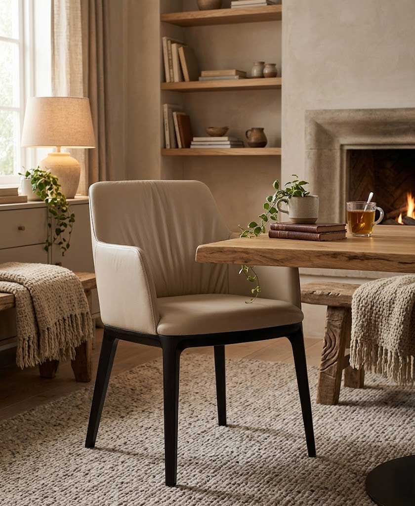 Osaka Leather Armchair in Light Mocha | J&M Furniture