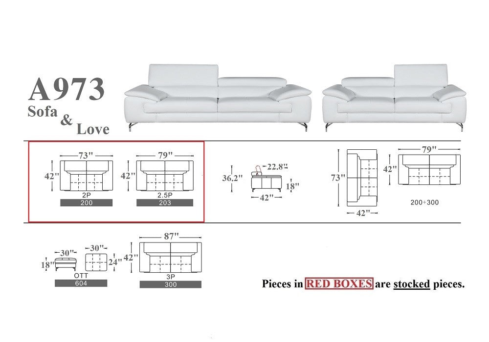 A973 Italian Leather Sofa Collection in Black | J&M Furniture