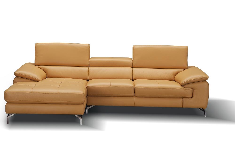 A973b Premium Leather Mini Sectional in Azure Blue | J&M Furniture