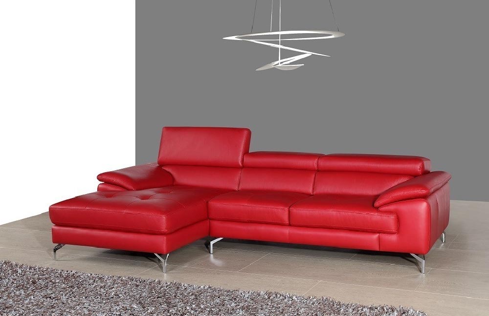A973b Premium Leather Mini Sectional in Azure Blue | J&M Furniture