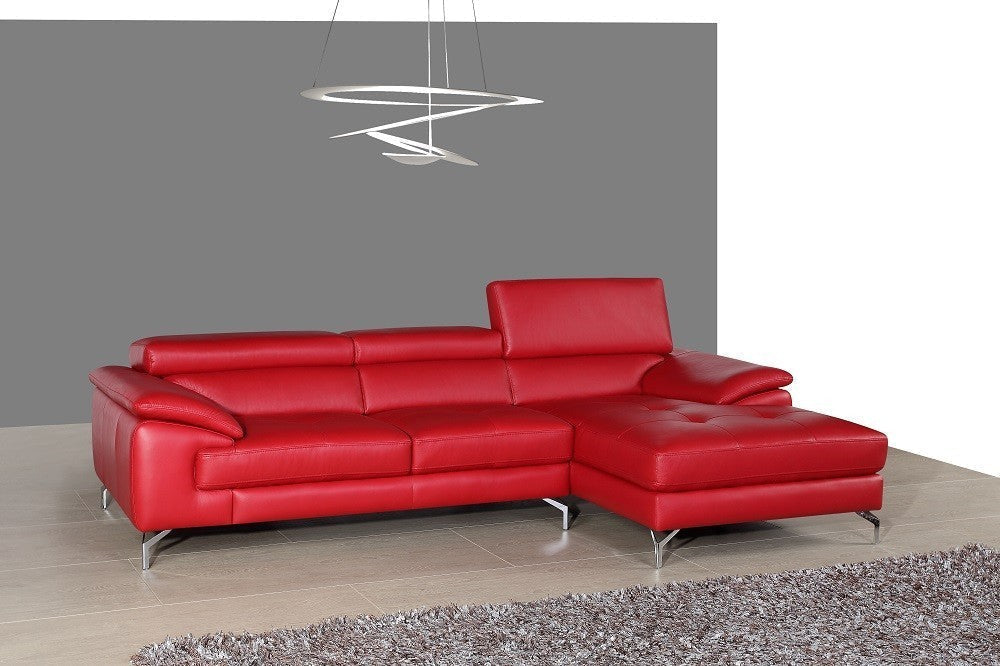 A973b Premium Leather Mini Sectional in Azure Blue | J&M Furniture