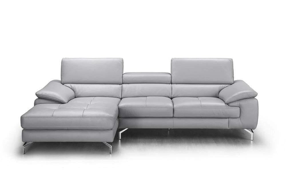 A973b Premium Leather Mini Sectional in Azure Blue | J&M Furniture