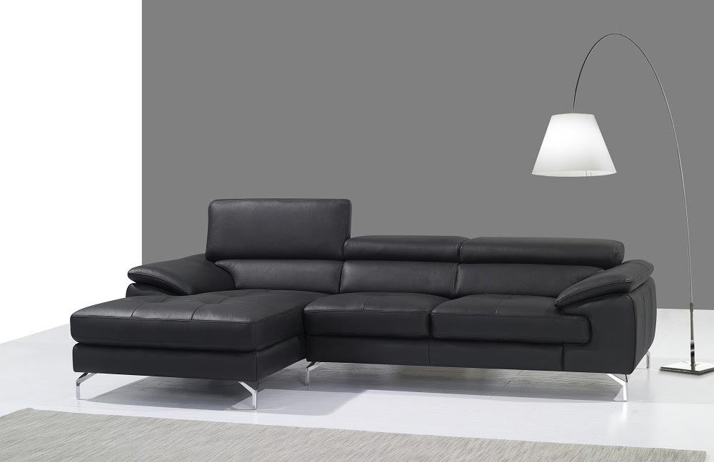A973b Premium Leather Mini Sectional in Azure Blue | J&M Furniture