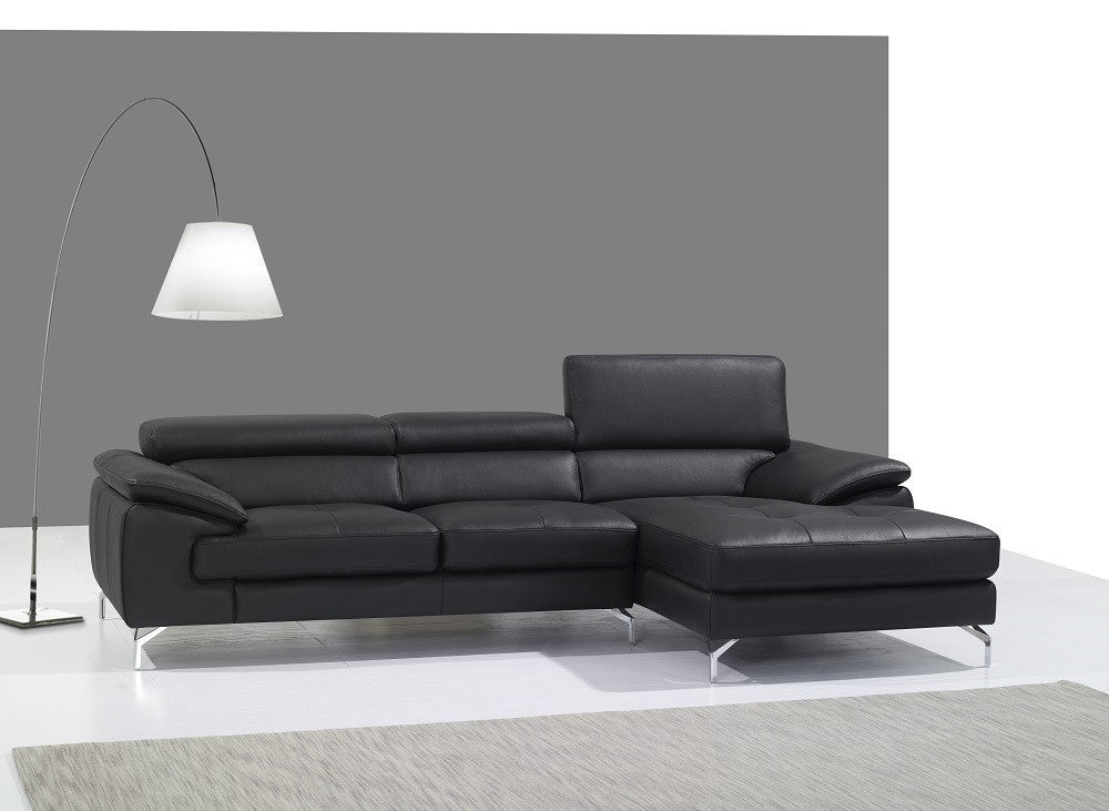 A973b Premium Leather Mini Sectional in Azure Blue | J&M Furniture