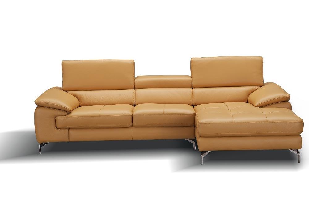 A973b Premium Leather Mini Sectional in Azure Blue | J&M Furniture