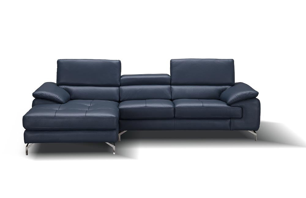 A973b Premium Leather Mini Sectional in Azure Blue | J&M Furniture