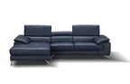 A973b Premium Leather Mini Sectional in Azure Blue | J&M Furniture