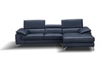 A973b Premium Leather Mini Sectional in Azure Blue | J&M Furniture