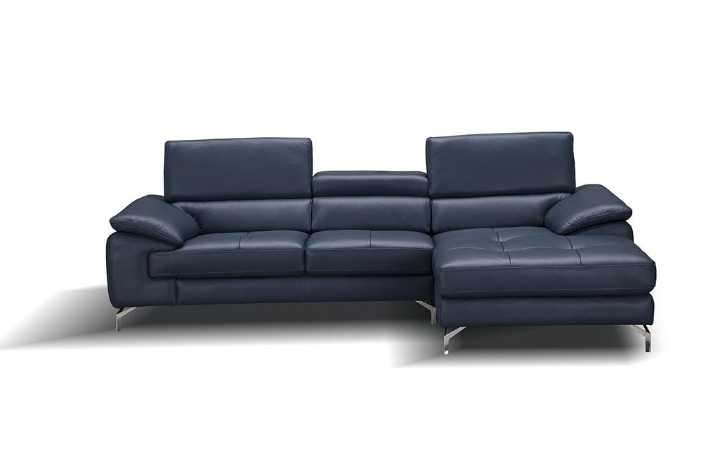 A973b Premium Leather Mini Sectional in Azure Blue | J&M Furniture
