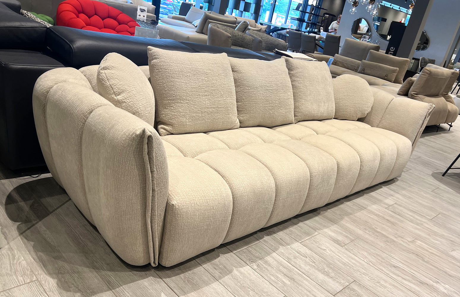 Lennox Fabric Loveseat in Light Grey | J&M Furniture