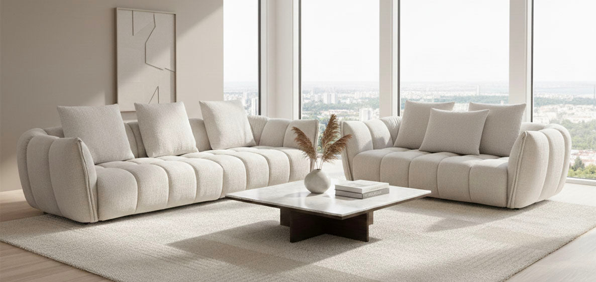 Lennox Fabric Sofa in Light Grey | J&M Furniture