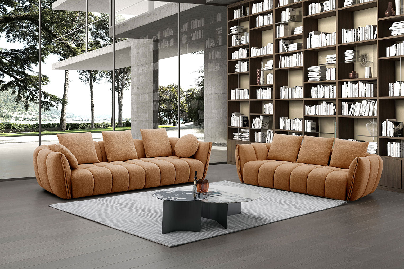 Lennox Fabric Loveseat in Mustard | J&M Furniture
