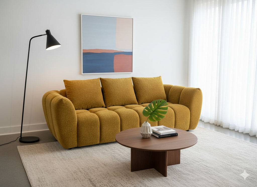 Lennox Fabric Loveseat in Mustard | J&M Furniture