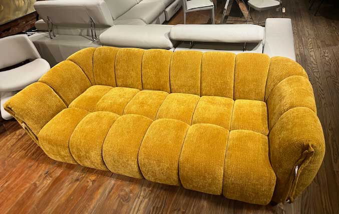 Lennox Fabric Loveseat in Mustard | J&M Furniture
