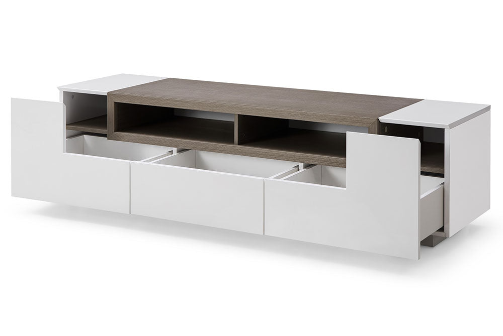 TV Stand TV002 in Grey Gloss/Brown Oak | J&M Furniture