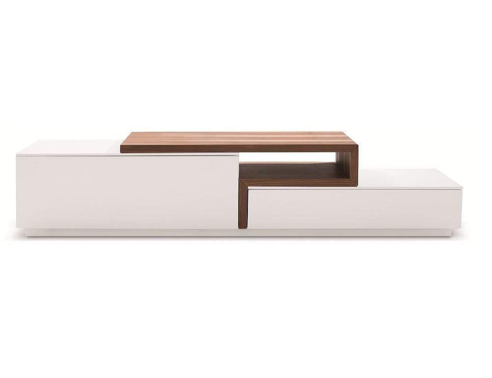 TV Stand 045 in White High Gloss & Walnut | J&M Furniture