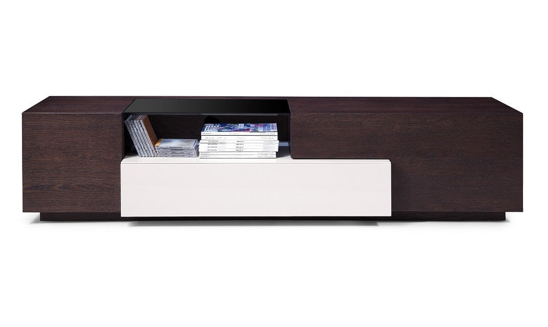 TV Base TV015 in Brown Oak/Grey Gloss | J&M Furniture
