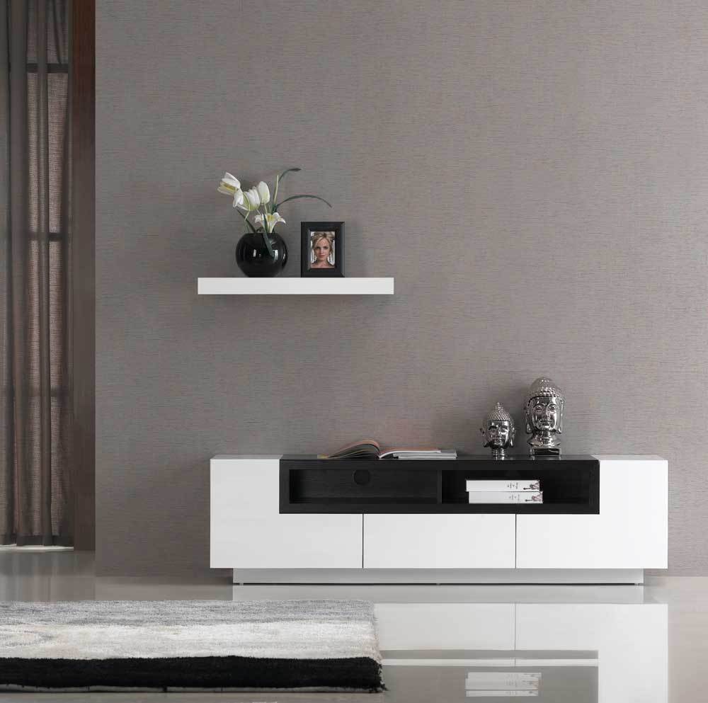 TV Stand TV002 in White Gloss/Grey Veneer | J&M Furniture