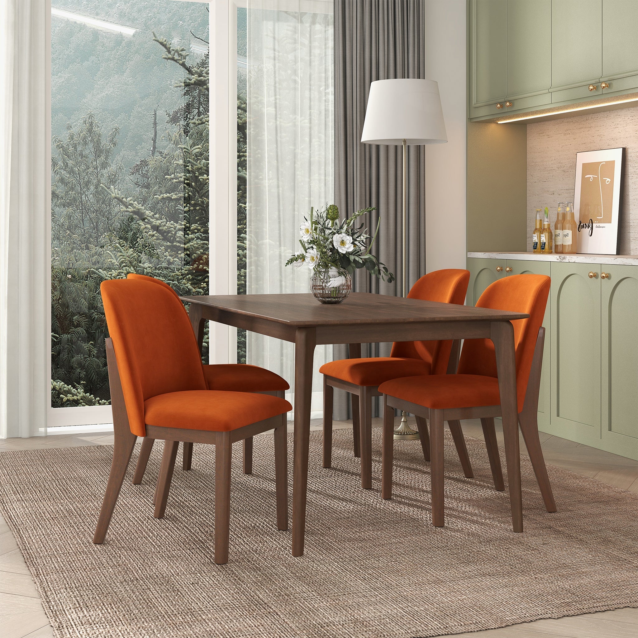Kaitlyn  Burnt Orange Velvet Dining Chair (Set Of 2)
